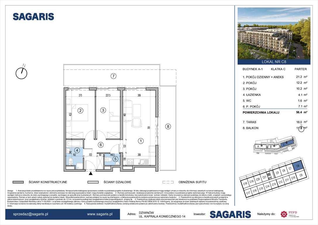 Nowe mieszkanie trzypokojowe Essense Baltic Resort&Spa Dziwnów, Kaprala Koniecznego 14  56m2 Foto 1