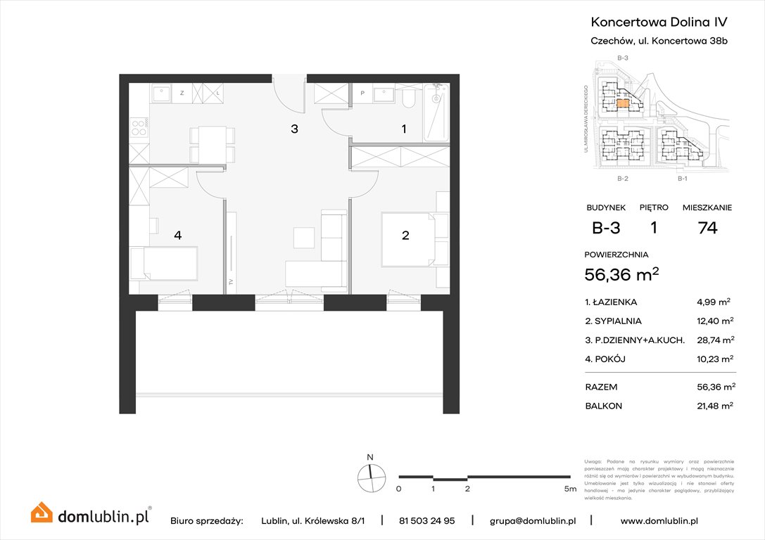 Nowe mieszkanie trzypokojowe Koncertowa Dolina Lublin, Choiny, Koncertowa  56m2 Foto 1