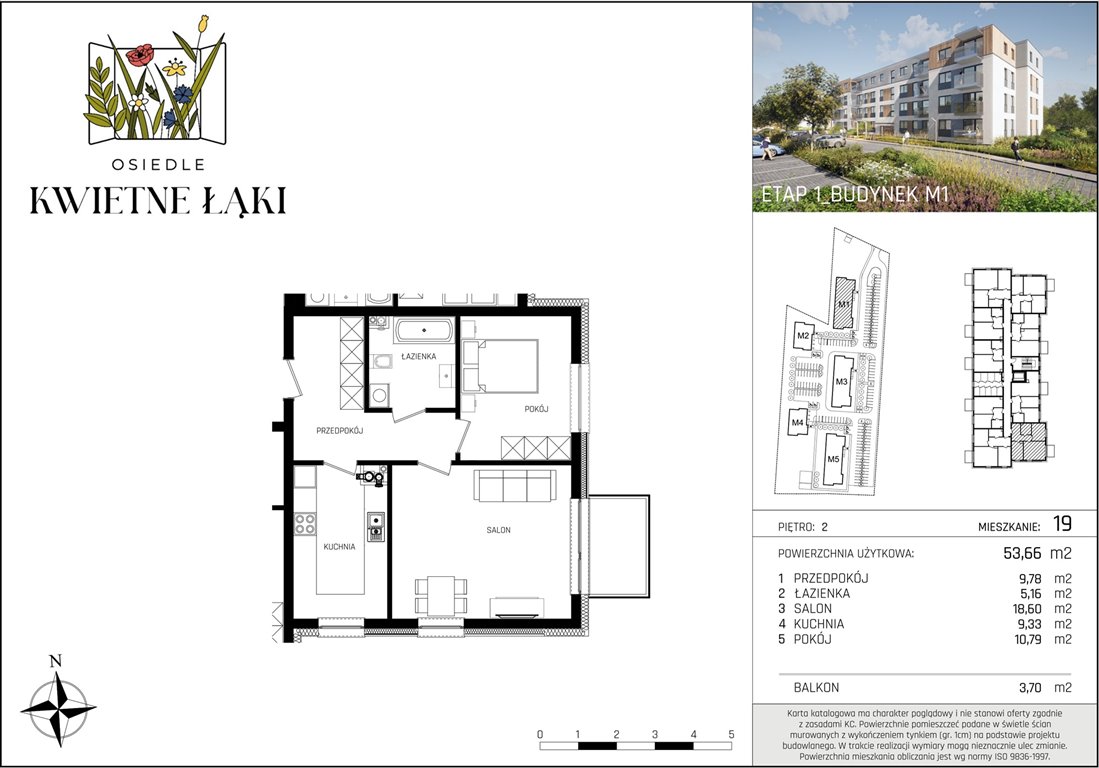 Nowe mieszkanie dwupokojowe Osiedle Kwietne Łąki Poddębice, Targowa 17  54m2 Foto 1