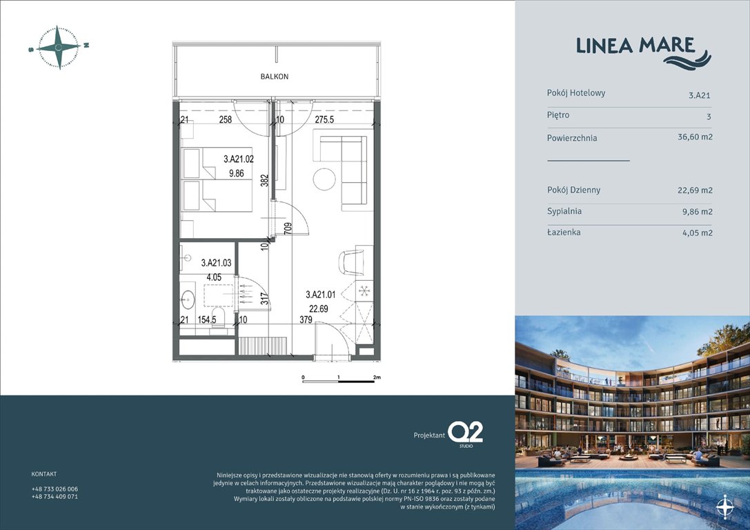 Nowe mieszkanie dwupokojowe Linea Mare Pobierowo Pobierowo, Karola Borka 6  37m2 Foto 1