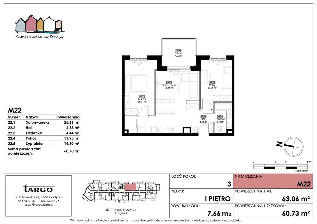 Nowe mieszkanie trzypokojowe Kamieniczki za Strugą Rumia, Kosynierów 9  61m2 Foto 1