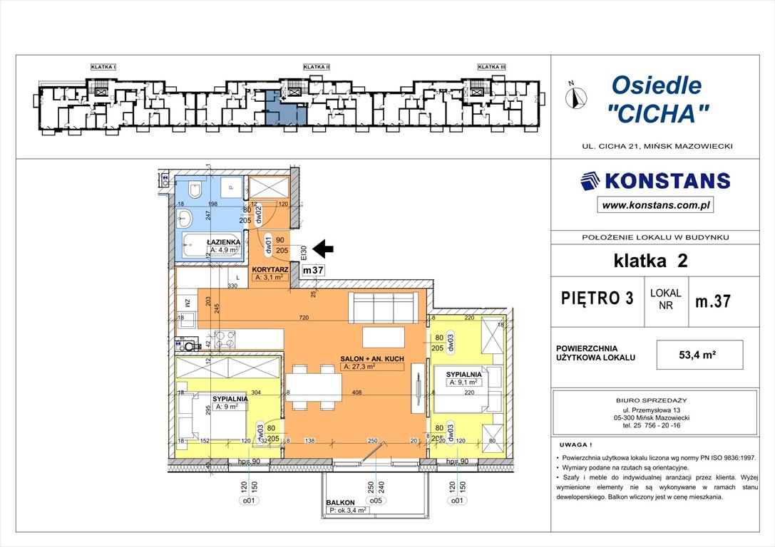 Nowe mieszkanie trzypokojowe Cicha 21 Mińsk Mazowiecki, Cicha 12  53m2 Foto 1