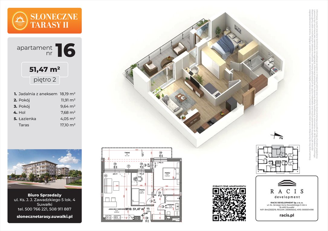 Nowe mieszkanie Słoneczne Tarasy II Suwałki, ul. Sportowa  51m2 Foto 1