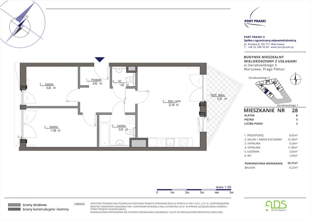 Nowe mieszkanie trzypokojowe Sierakowskiego 1 i 3 Warszawa, Praga - Północ, Sierakowskiego 1-3  59m2 Foto 1