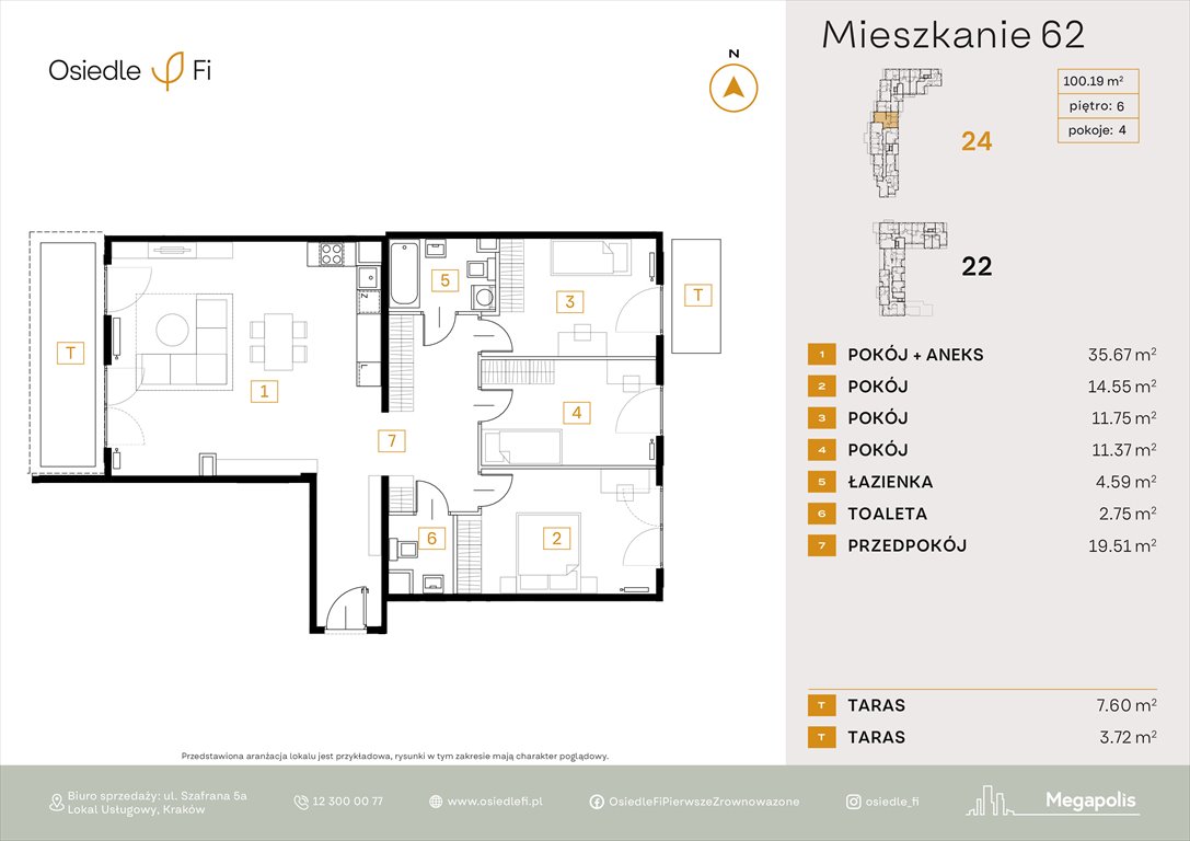 Nowe mieszkanie czteropokojowe  Osiedle FI Kraków, Rzemieślnicza 22-24  100m2 Foto 1