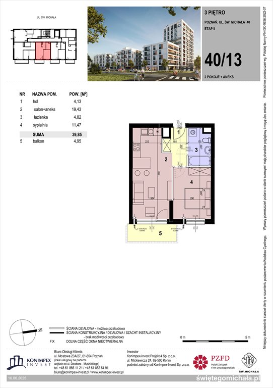 Nowe mieszkanie dwupokojowe Świętego Michała etap 2 Poznań, Komandoria, Świętego Michała 36  40m2 Foto 1