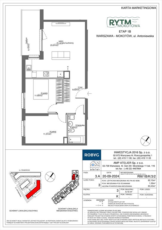 Nowe mieszkanie trzypokojowe Rytm Mokotowa Warszawa, Mokotów, Antoniewska  62m2 Foto 1