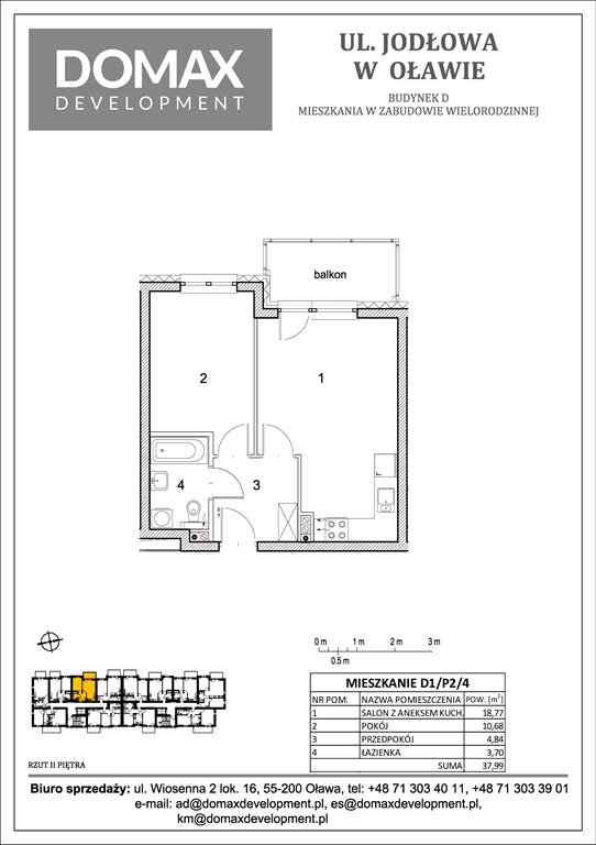 Nowe mieszkanie dwupokojowe Osiedle Jodłowa etap II bud D Oława, Nowy Otok, Jodłowa 38-40  38m2 Foto 1