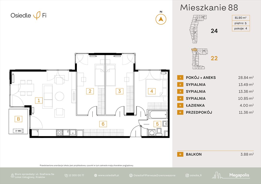 Nowe mieszkanie czteropokojowe  Osiedle FI 3 Kraków, Podgórze, Rzemieślnicza 22-24  82m2 Foto 1