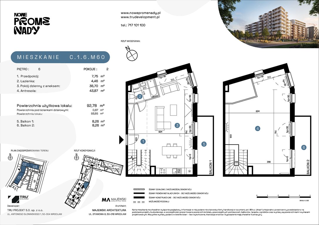 Nowe mieszkanie Nowe Promenady Wrocław, Kleczków, ul. Czochralskiego/ Miłosza  93m2 Foto 1