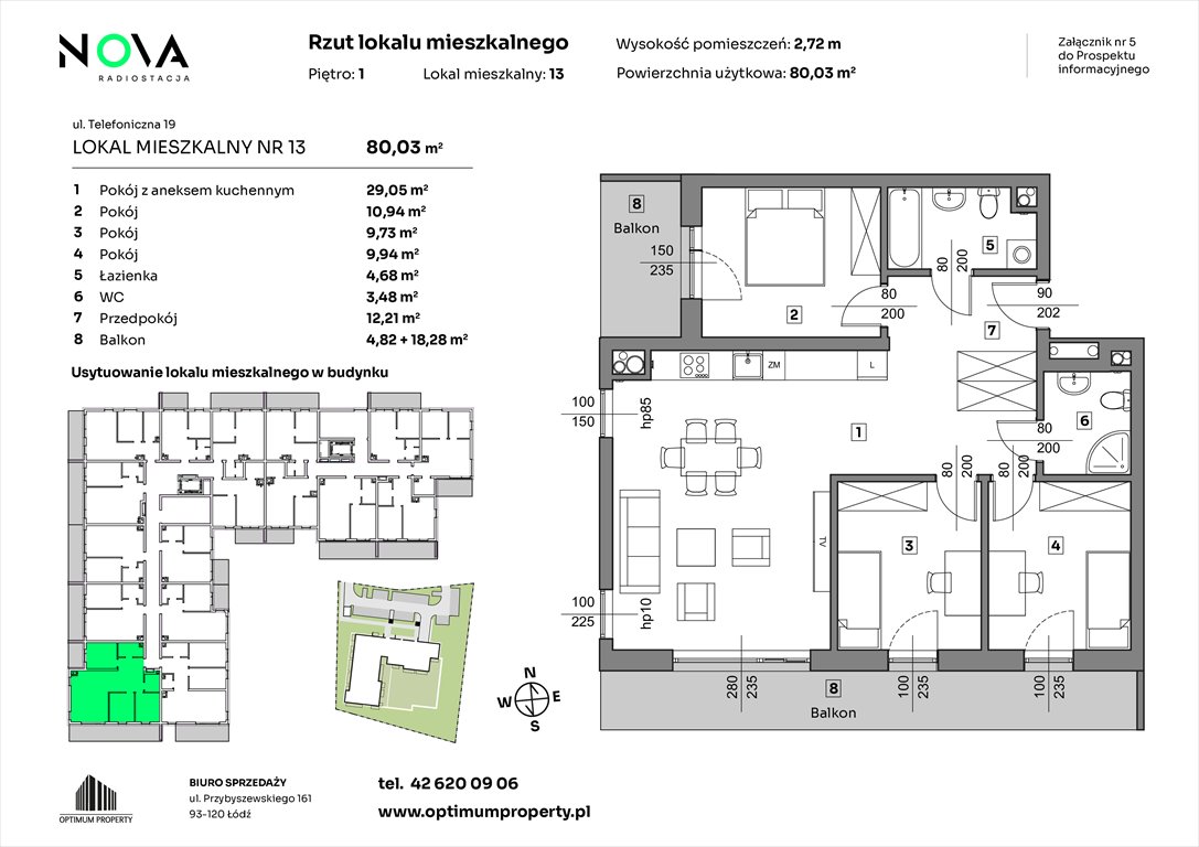 Nowe mieszkanie czteropokojowe  NOVA RADIOSTACJA  Łódź, Śródmieście, ul. Telefoniczna 19  80m2 Foto 1