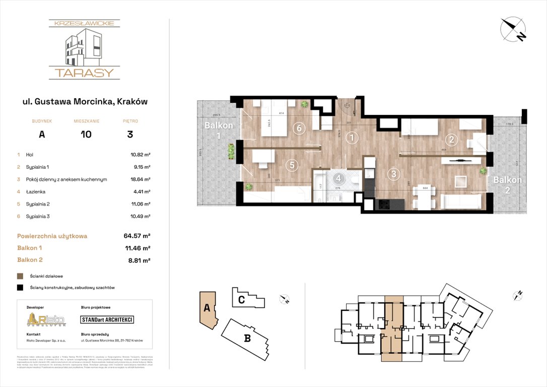 Nowe mieszkanie czteropokojowe  KRZESŁAWICKIE TARASY Kraków, Wzgórza Krzesławickie, Gustawa Morcinka  65m2 Foto 1