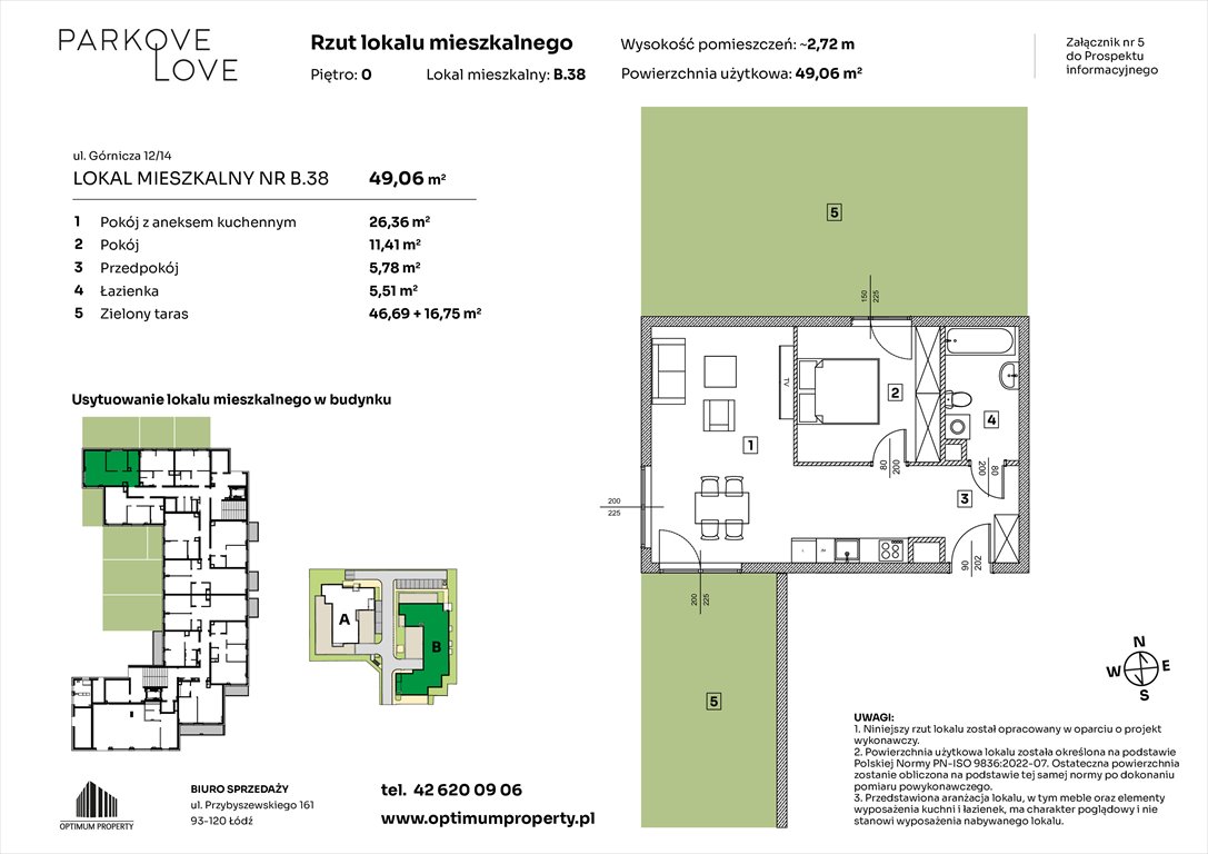Nowe mieszkanie dwupokojowe PARKOVE LOVE Łódź, Bałuty-Doły, ul. Górnicza 12/14  49m2 Foto 1