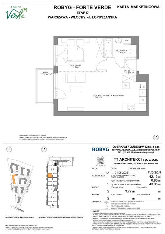 Nowe mieszkanie dwupokojowe Forte Verde Warszawa, Włochy, Łopuszańska 28  42m2 Foto 1