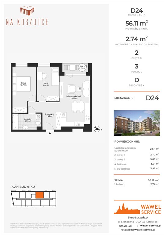 Nowe mieszkanie trzypokojowe Na Koszutce II Katowice, Słoneczna 1  56m2 Foto 1