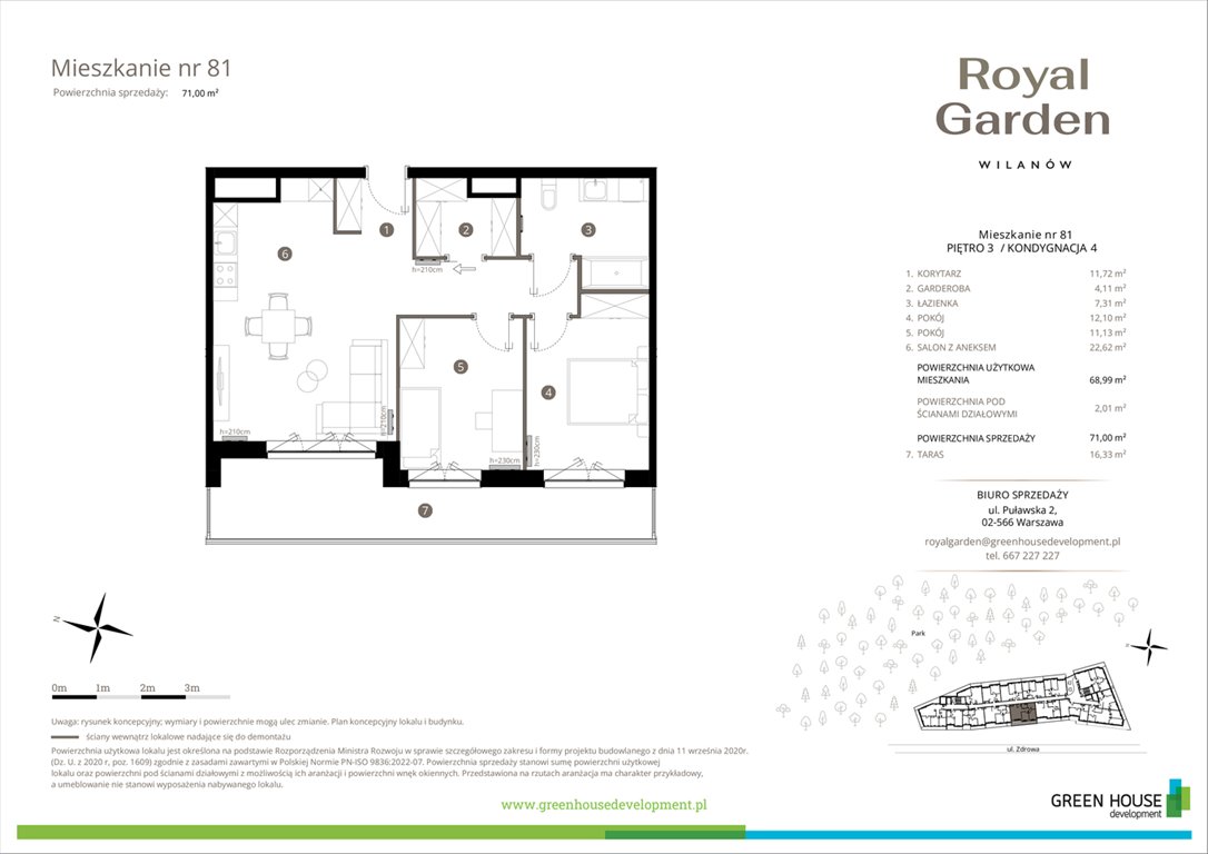 Nowe mieszkanie trzypokojowe Royal Garden Wilanów Warszawa, Wilanów, Zdrowa 2  69m2 Foto 1