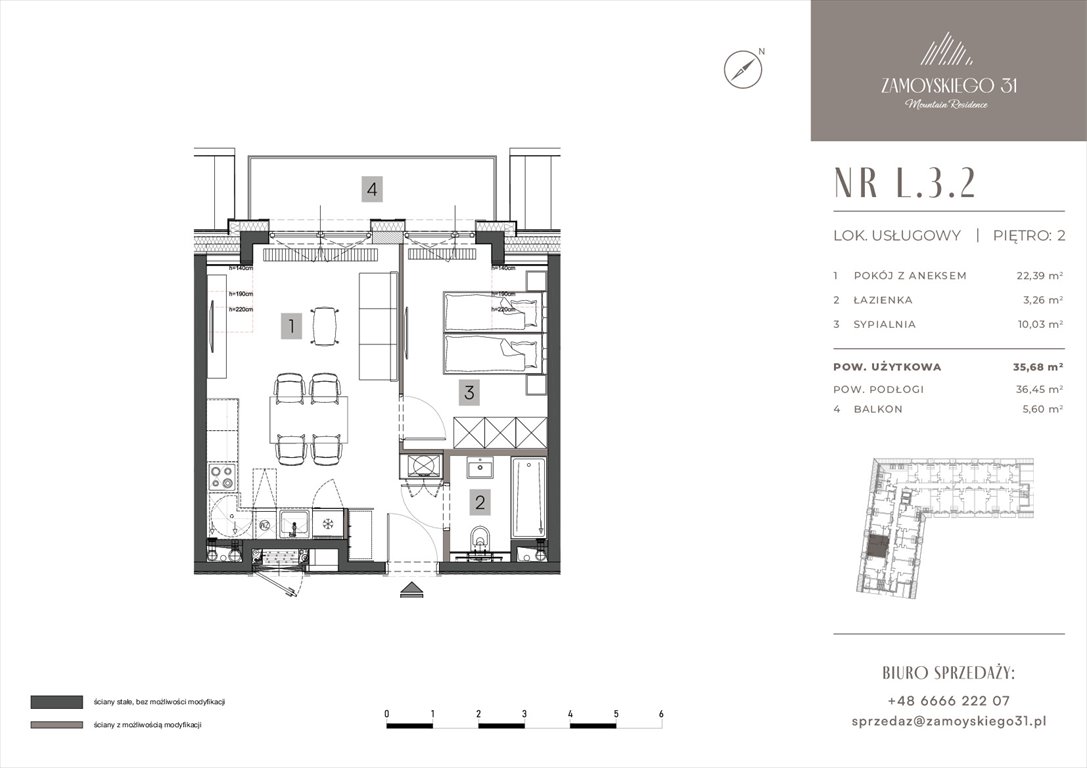 Nowe mieszkanie dwupokojowe Zamoyskiego 31 Zakopanego, Zamoyskiego 31  36m2 Foto 1