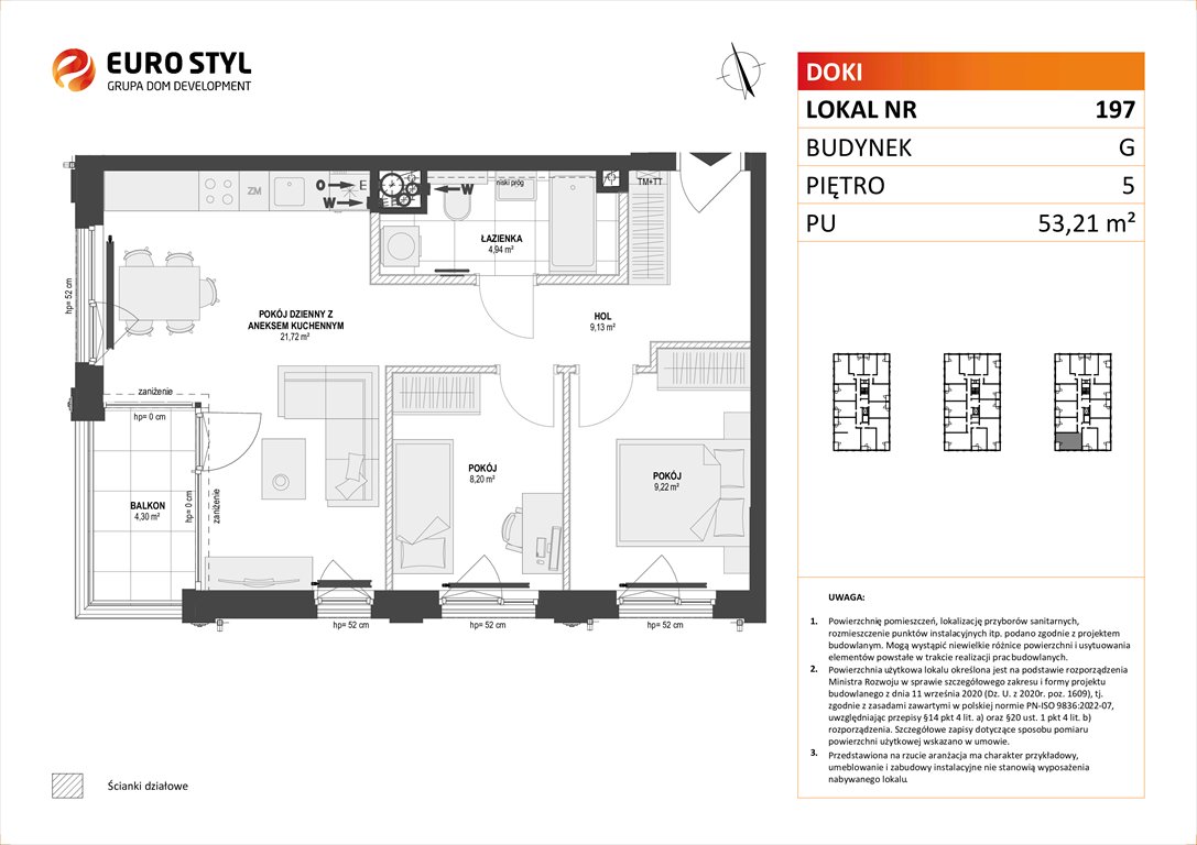 Nowe mieszkanie trzypokojowe DOKI LIVING Gdańsk, Śródmieście, ks. Jerzego Popiełuszki/Rybaki Górne  53m2 Foto 1