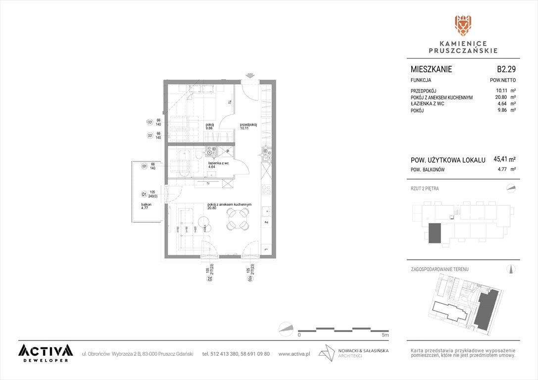 Nowe mieszkanie dwupokojowe Kamienice Pruszczańskie Pruszcz Gdański, ul. Grunwaldzka 71B, 71C  45m2 Foto 1