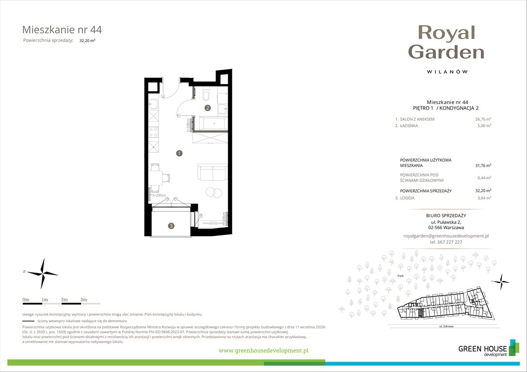 Nowa kawalerka Royal Garden Wilanów Warszawa, Wilanów, Zdrowa 2  32m2 Foto 1