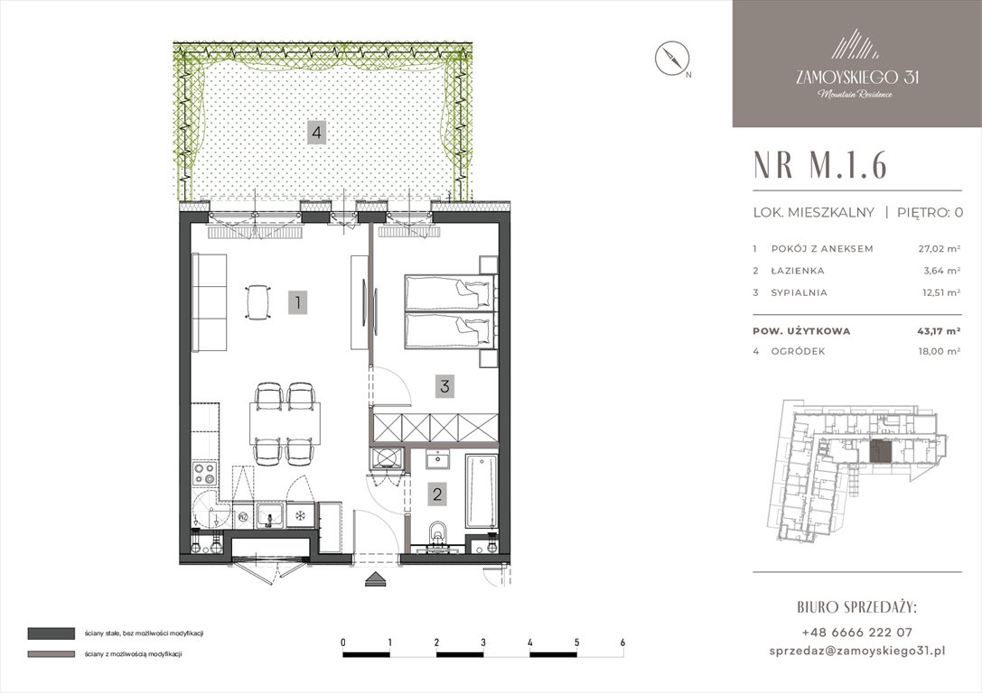 Nowe mieszkanie dwupokojowe Zamoyskiego 31 Zakopanego, Zamoyskiego 31  43m2 Foto 1