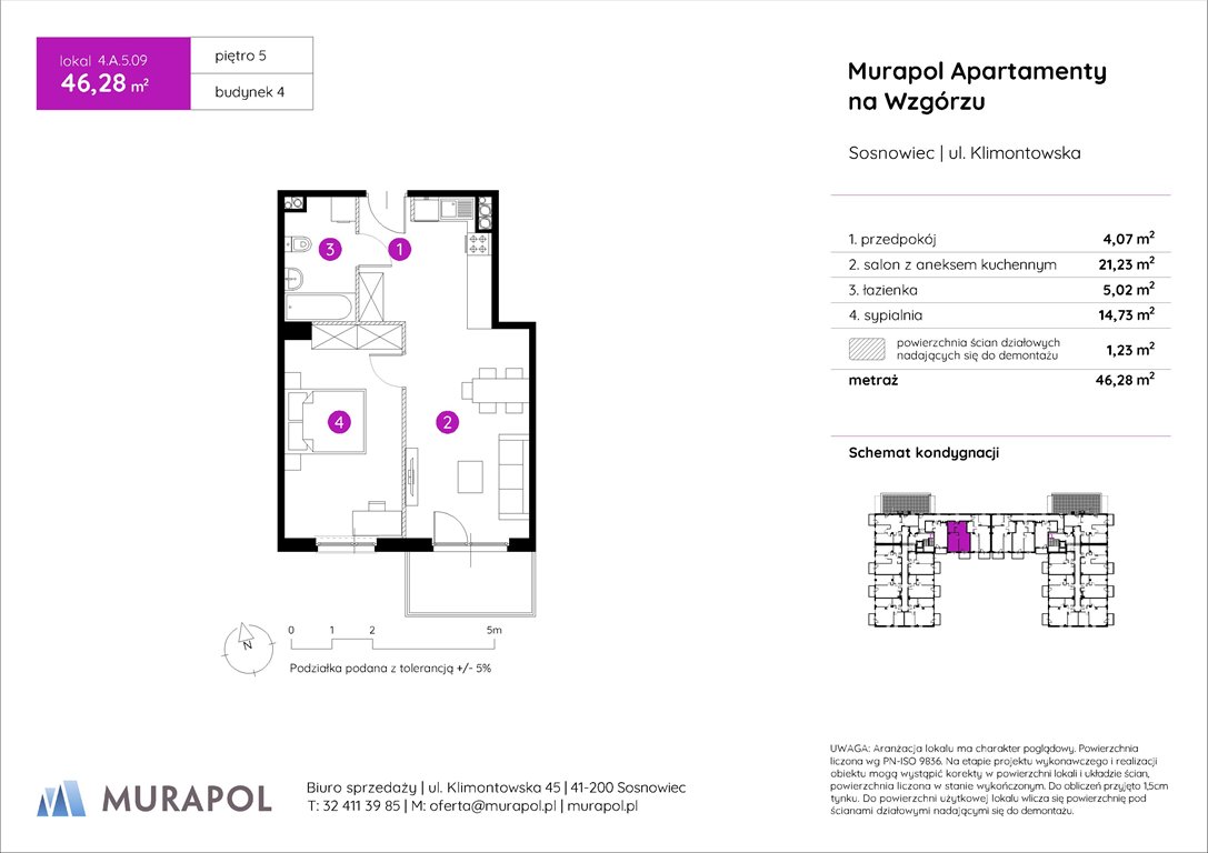 Nowe mieszkanie dwupokojowe Murapol Apartamenty na Wzgórzu Sosnowiec, ul. Klimontowska  46m2 Foto 1