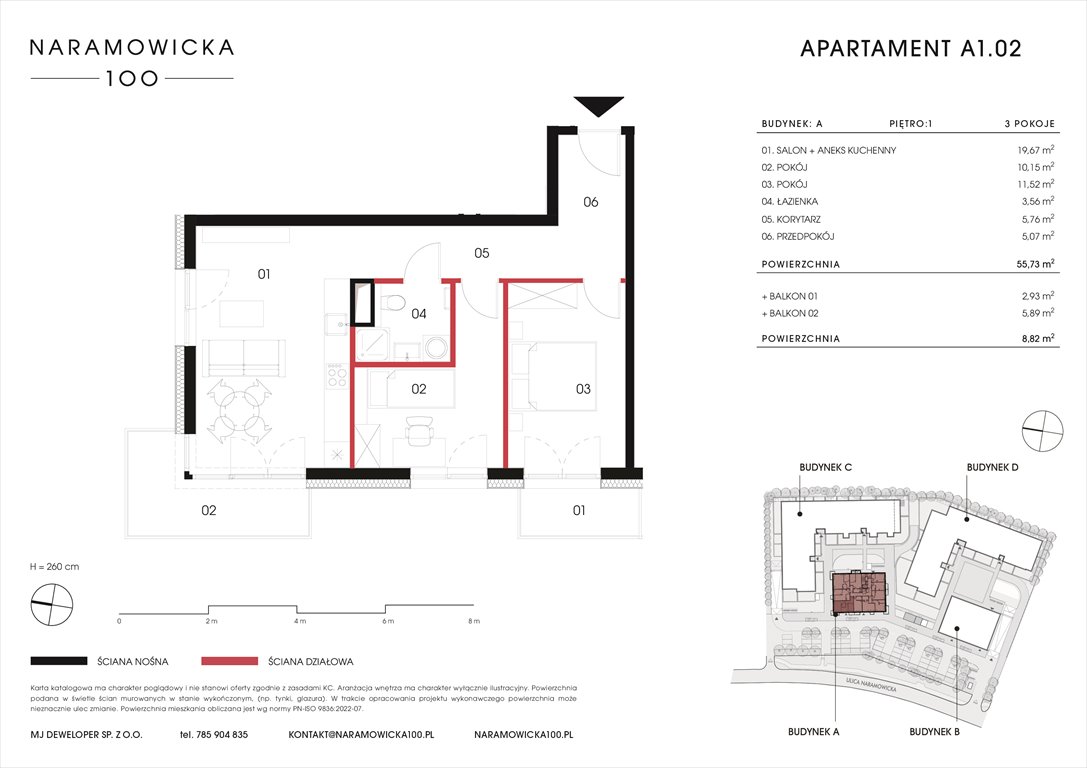 Nowe mieszkanie trzypokojowe NARAMOWICKA 100 Poznań, Winogrady, Naramowicka 100  56m2 Foto 1