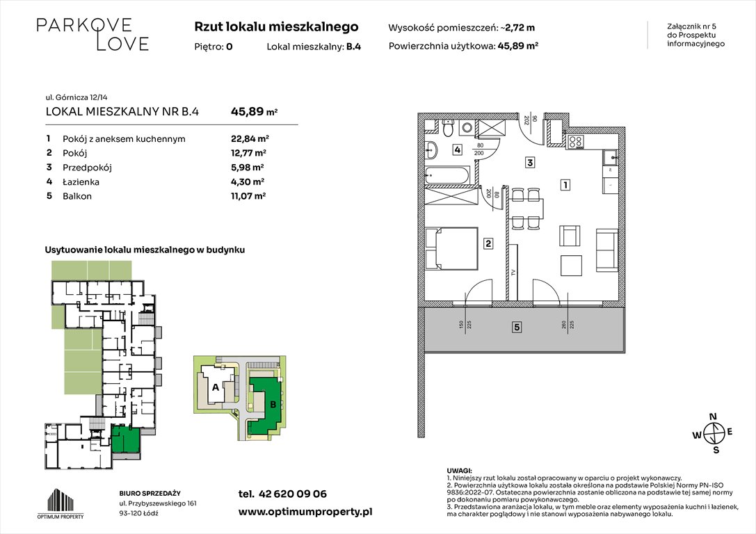 Nowe mieszkanie dwupokojowe PARKOVE LOVE Łódź, Bałuty-Doły, ul. Górnicza 12/14  46m2 Foto 1