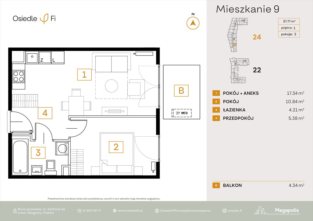 Nowe mieszkanie dwupokojowe Osiedle FI 3 Kraków, Rzemieślnicza 22-24  38m2 Foto 1