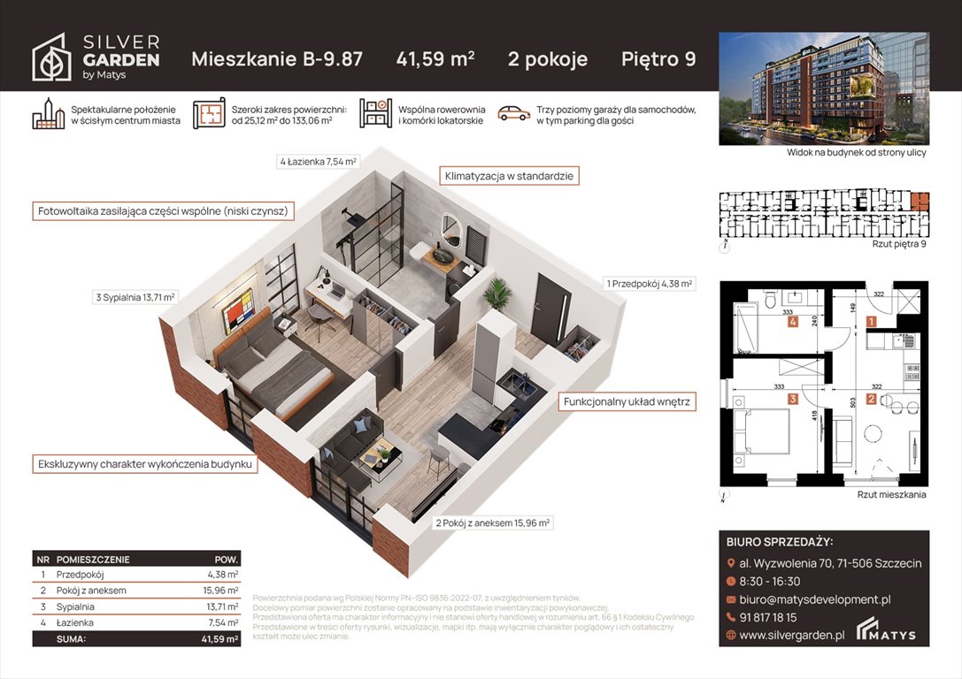 Nowe mieszkanie dwupokojowe Silver Garden Szczecin, Centrum, al. Wyzwolenia 70 / ul. Staszica 21  41m2 Foto 1