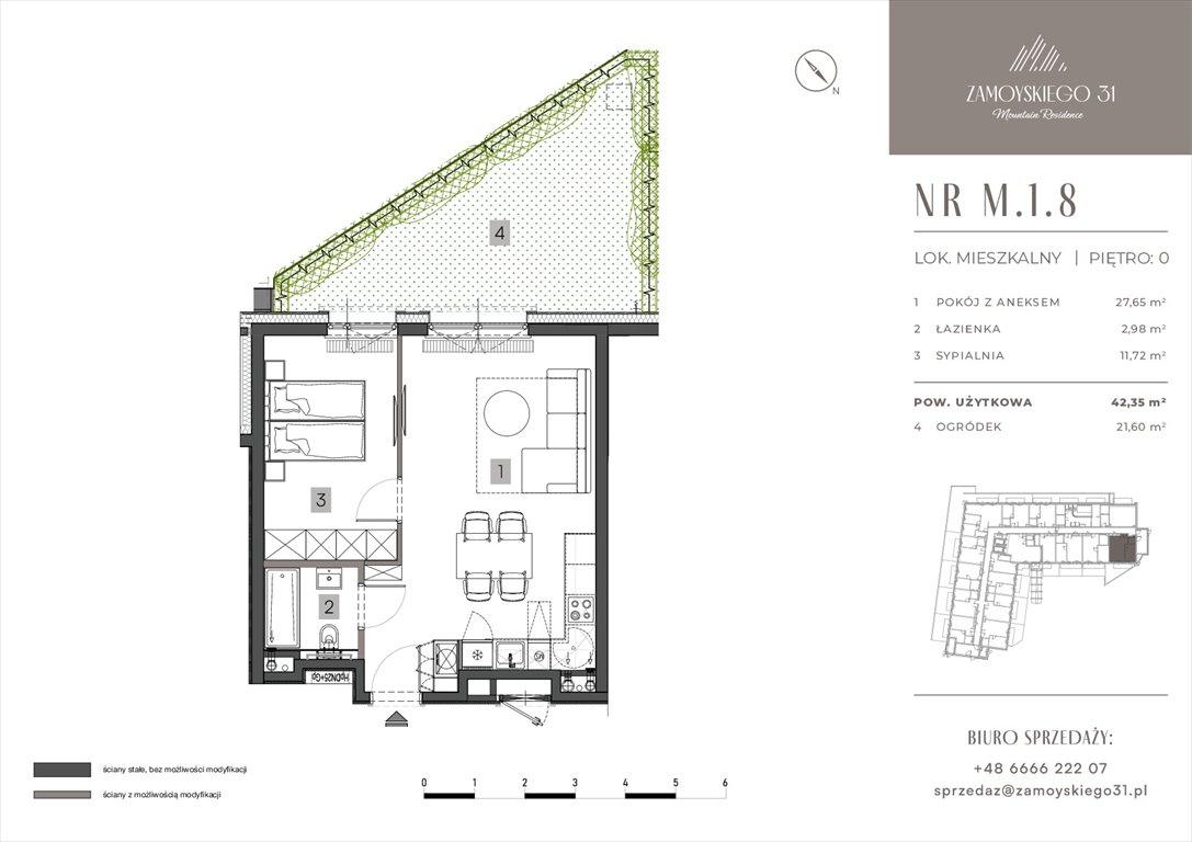 Nowe mieszkanie dwupokojowe Zamoyskiego 31 Zakopanego, Zamoyskiego 31  42m2 Foto 1