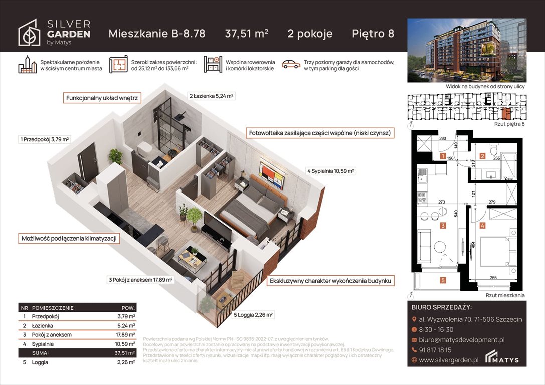 mieszkanie na sprzedaż 38m2 mieszkanie Szczecin, Centrum, al. Wyzwolenia 70 / ul. Staszica 21