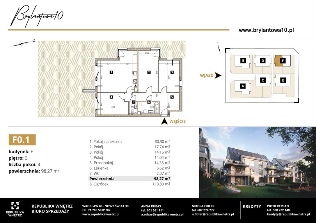 Nowe mieszkanie czteropokojowe  Brylantowa 10 Wrocław, Ołtaszyn, Brylantowa 10  98m2 Foto 1