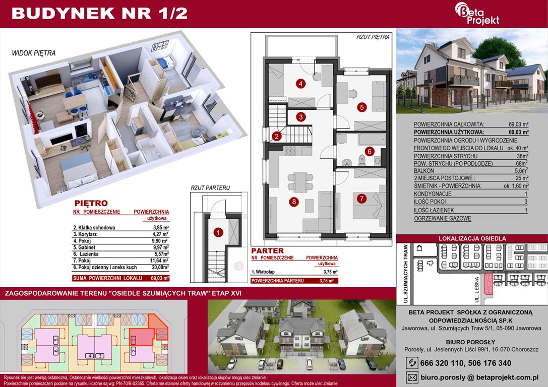Nowe mieszkanie trzypokojowe Osiedle Szumiących Traw Etap XVI Porosły, Jesiennych Liści 99/1  69m2 Foto 1