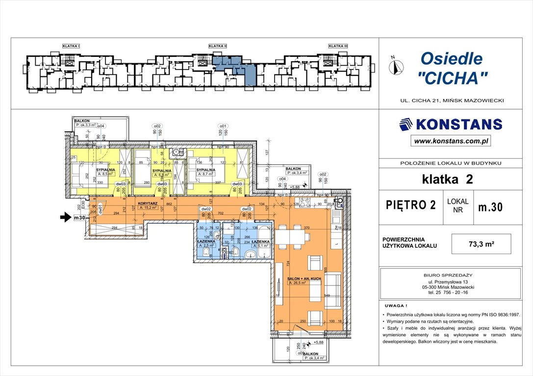 Nowe mieszkanie czteropokojowe  Cicha 21 Mińsk Mazowiecki, Cicha 12  73m2 Foto 1