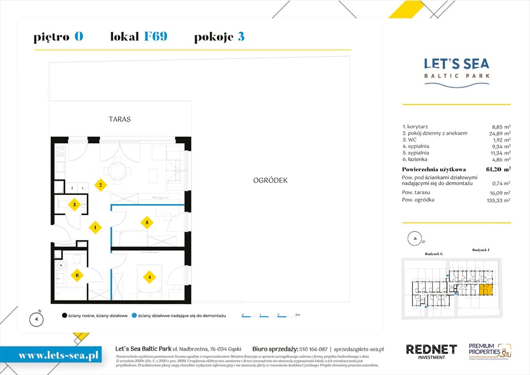 Nowe mieszkanie trzypokojowe Let's sea Baltic Park Gąski, Nadbrzeżna 52  61m2 Foto 1