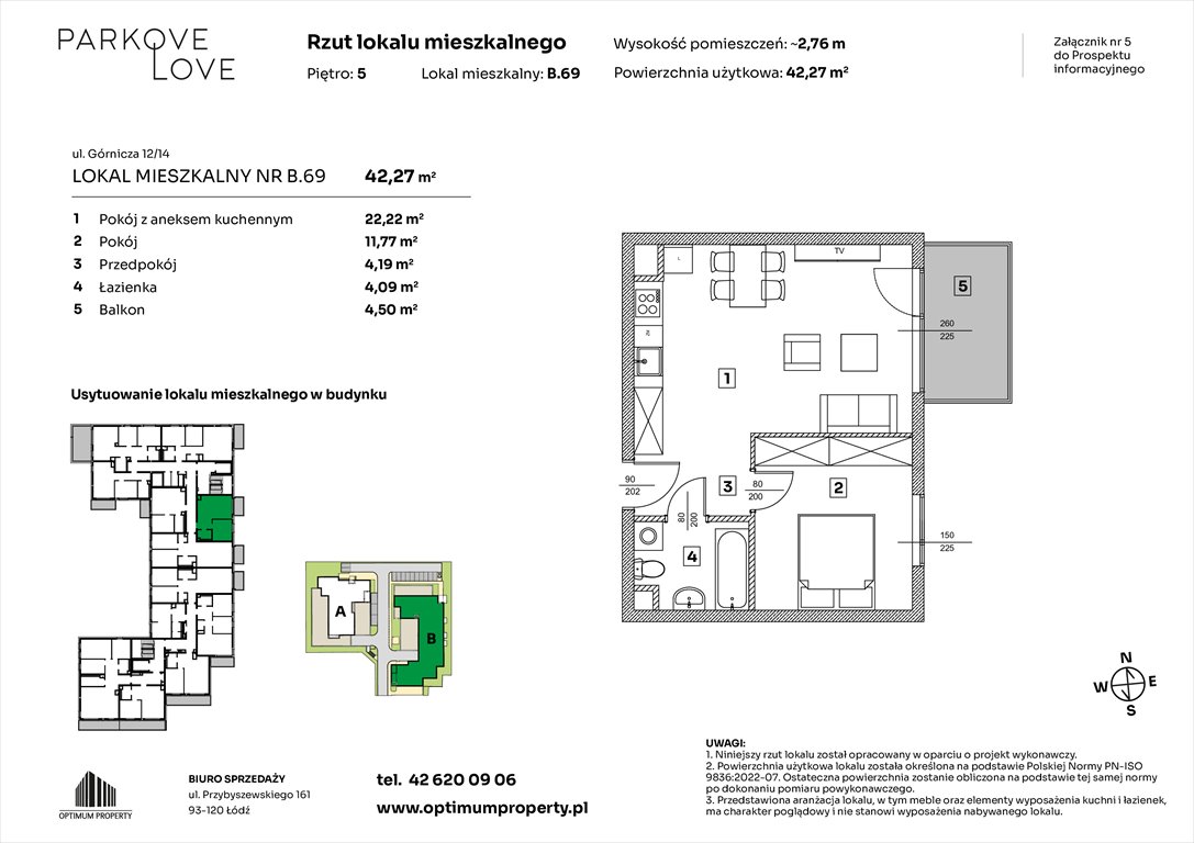 Nowe mieszkanie dwupokojowe PARKOVE LOVE Łódź, Bałuty-Doły, ul. Górnicza 12/14  42m2 Foto 1