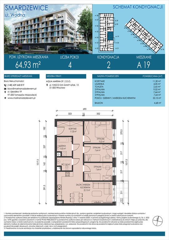 Nowe mieszkanie czteropokojowe  AQUA MARINA SMARDZEWICE, WODNA  65m2 Foto 1