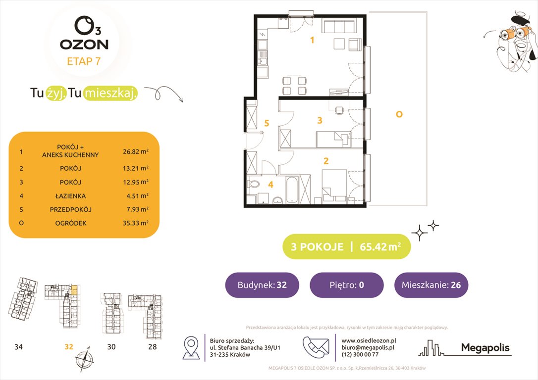 Nowe mieszkanie trzypokojowe Osiedle Ozon etap 7 Kraków, Prądnik Biały, Banacha 28-34  66m2 Foto 1