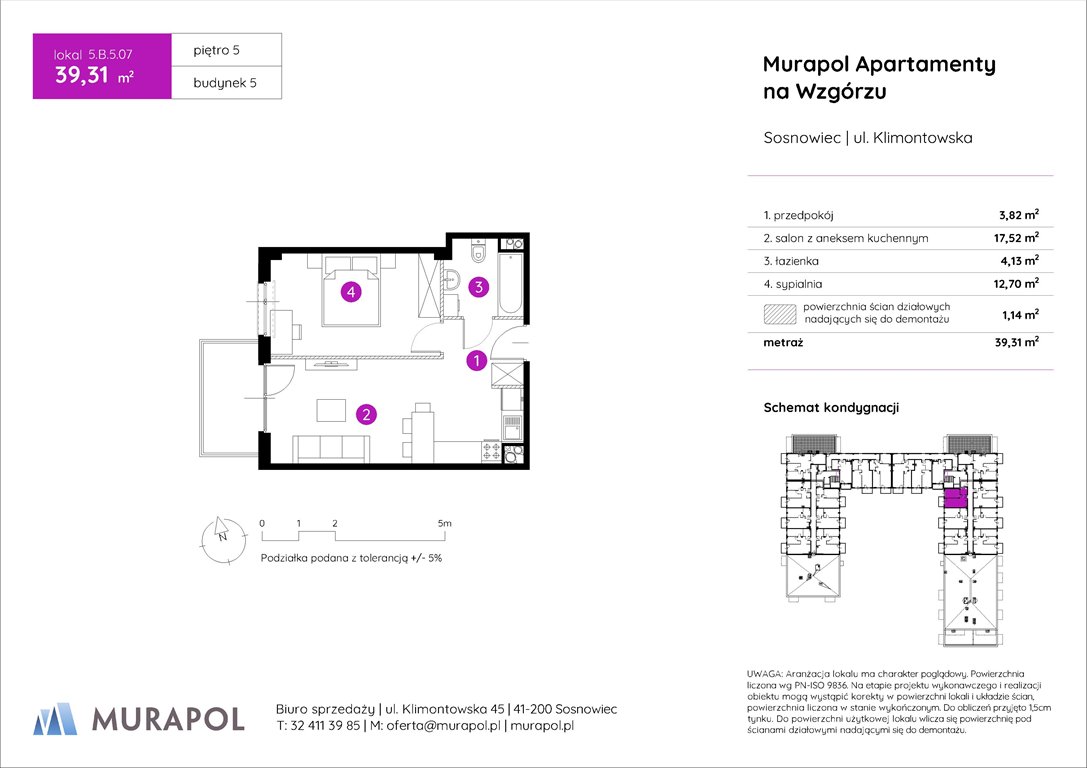 Nowe mieszkanie dwupokojowe Murapol Apartamenty na Wzgórzu Sosnowiec, ul. Klimontowska  39m2 Foto 1