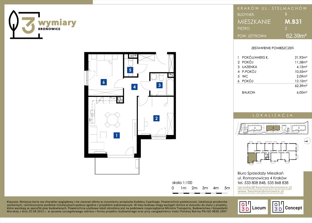 Nowe mieszkanie trzypokojowe 3 Wymiary Bronowice Kraków, Bronowice Wielkie, Stelmachów  62m2 Foto 1