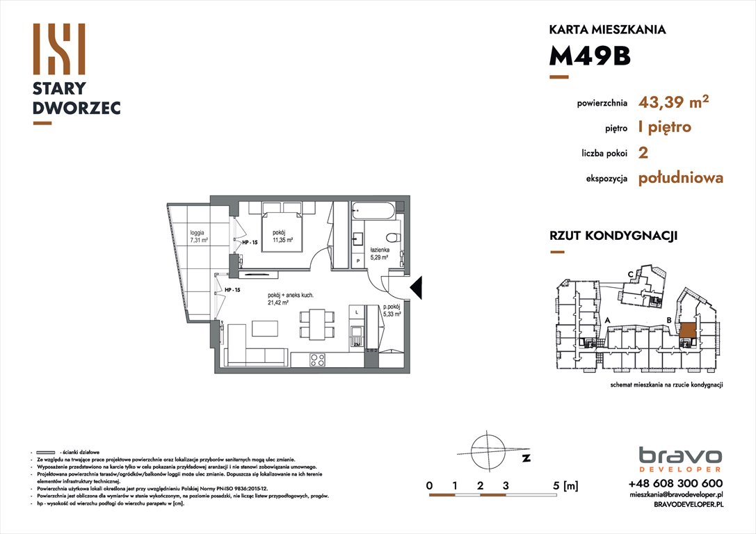 Nowe mieszkanie dwupokojowe Stary Dworzec Kartuzy, ul. Dworcowa  43m2 Foto 1