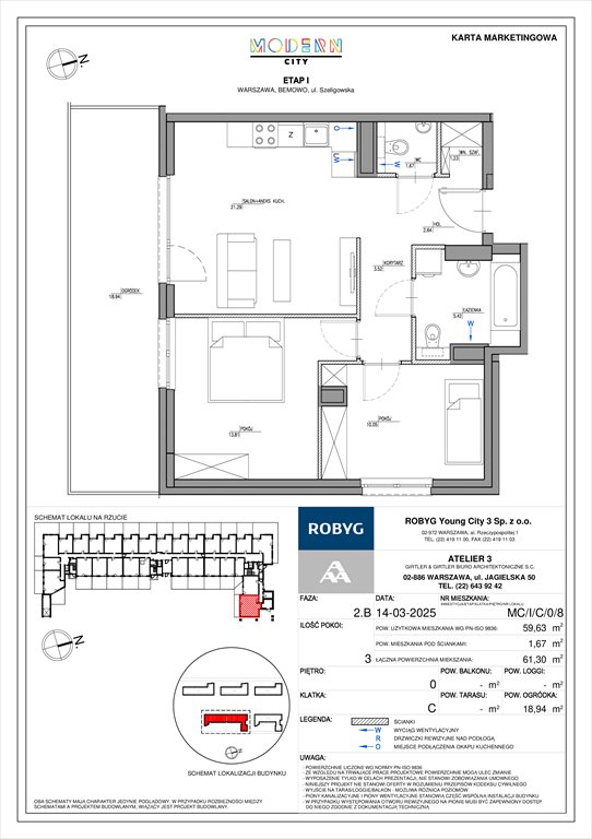 Nowe mieszkanie trzypokojowe Modern City Warszawa, Bemowo, Szeligowska  60m2 Foto 1