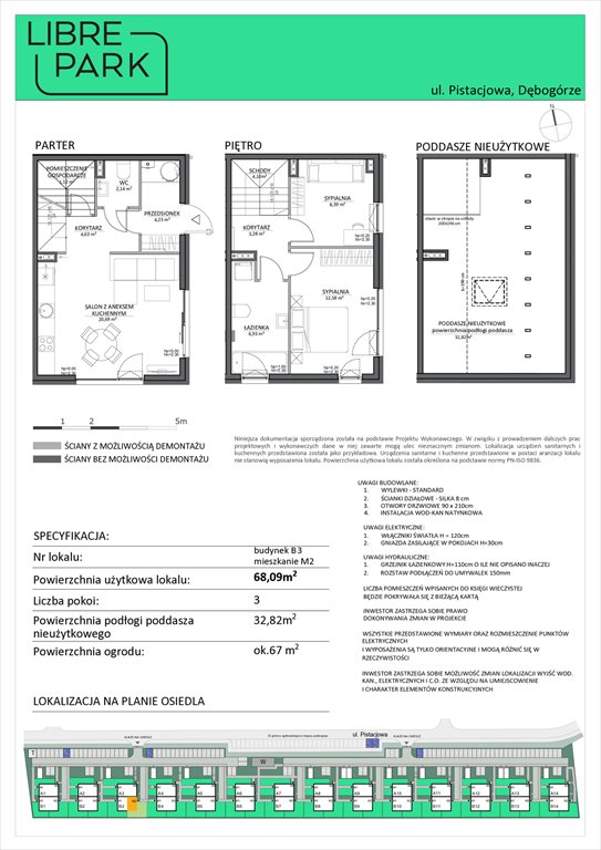 Nowe mieszkanie trzypokojowe Osiedle Libre Park Dębogórze, Pistacjowa 5  68m2 Foto 1