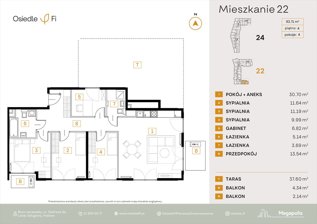 Nowe mieszkanie czteropokojowe  Osiedle FI 3 Kraków, Rzemieślnicza 22-24  93m2 Foto 1