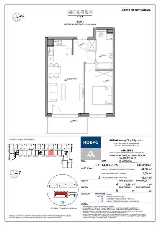 Nowe mieszkanie dwupokojowe Modern City Warszawa, Bemowo, Szeligowska  44m2 Foto 1