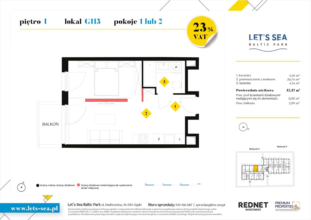 Nowy lokal użytkowy Let's sea Baltic Park Gąski, Nadbrzeżna 52  32m2 Foto 1