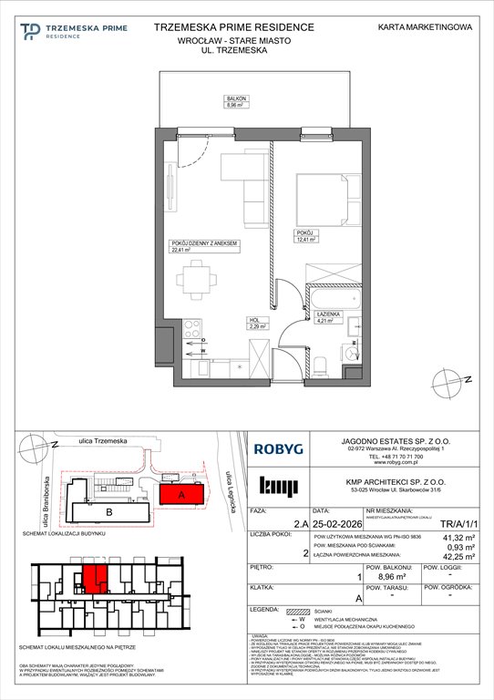 Nowe mieszkanie dwupokojowe Trzemeska Prime Residence Wrocław, Stare Miasto, Trzemeska  41m2 Foto 1