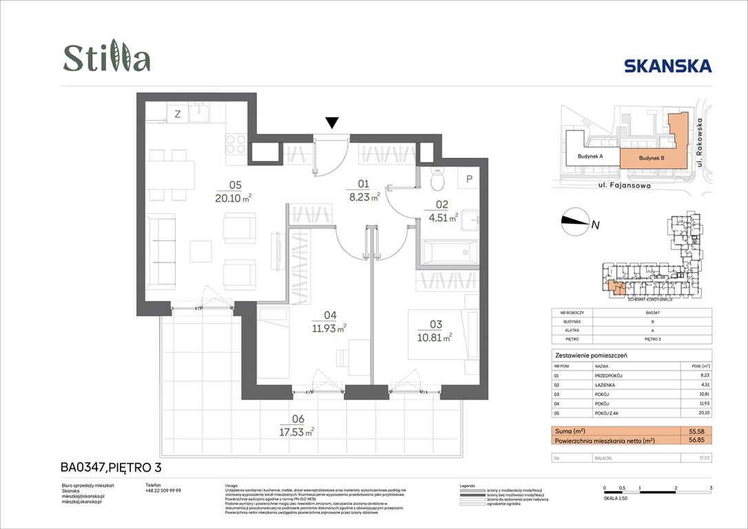 Nowe mieszkanie trzypokojowe Stilla Warszawa, Fajansowa 5  56m2 Foto 1