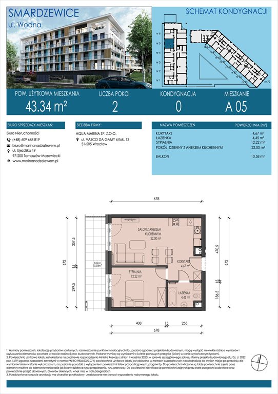 Nowe mieszkanie dwupokojowe AQUA MARINA SMARDZEWICE, WODNA  43m2 Foto 1
